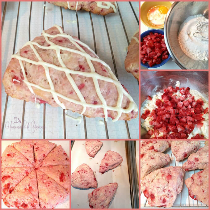 Collage of the scone making process.