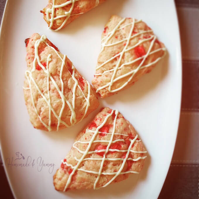 Strawberry Scones on a serving plate