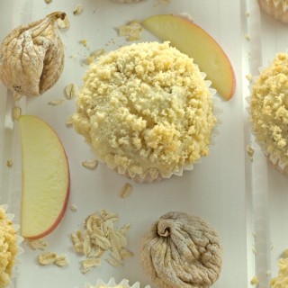 Apple Fig & Oatmeal muffins on the counter (hero shot)
