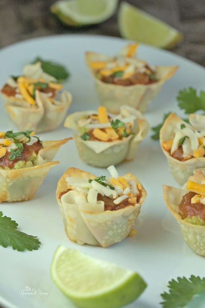 Guacamole Cups on a serving tray