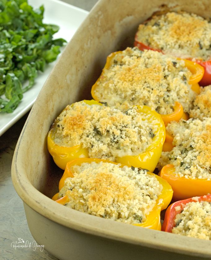 Quinoa stuffed peppers right out of the oven.