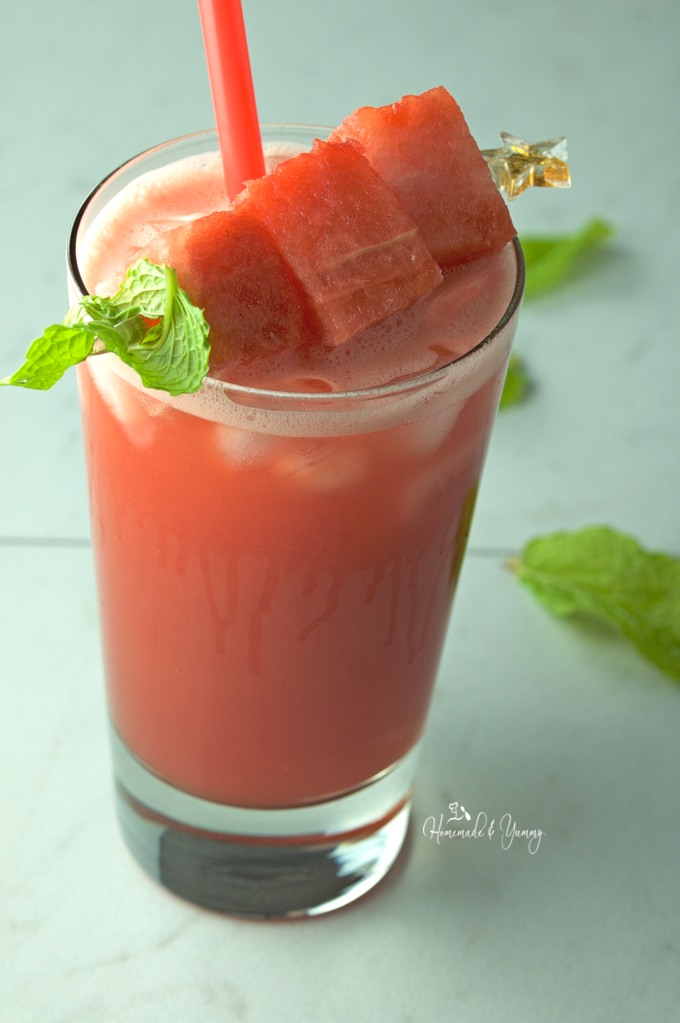 Refreshing watermelon and mint cooler.
