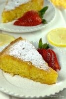 Vibrant Lemon Polenta Cake is a delicious, elegant, gluten free dessert. Simple and refined, the perfect way to end a meal. | homemadeandyummy.com