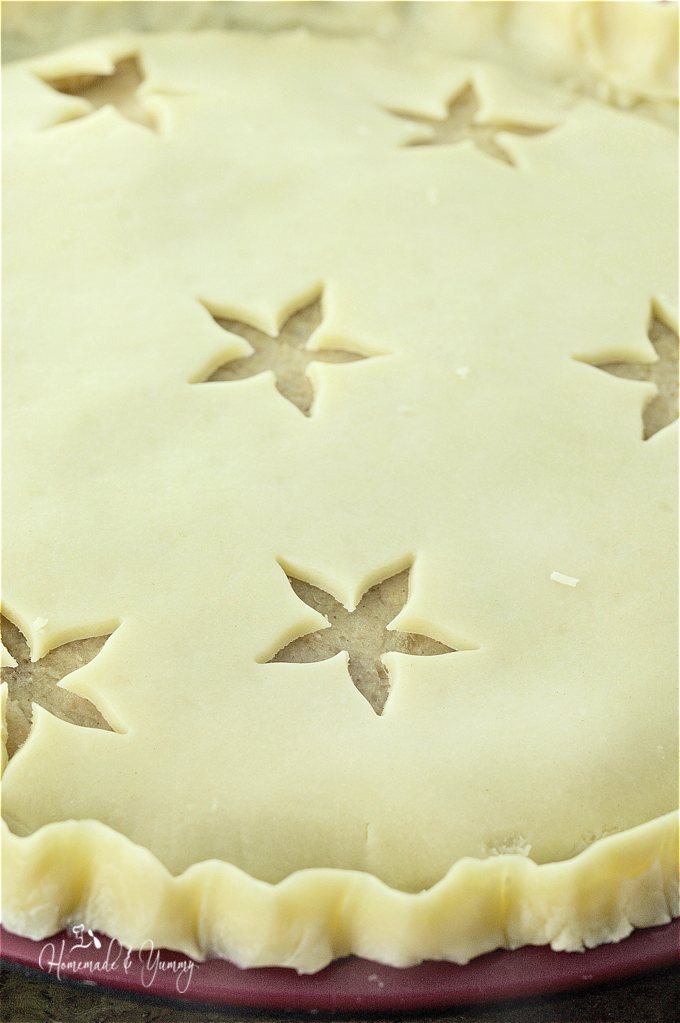 Star cutouts in the pie crust.