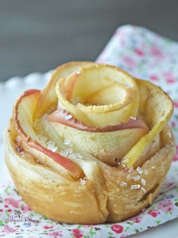 Apple Rose Puffs are such fun to make. Using puff pastry to create an easy and elegant dessert perfect for any occasion. | homemadeandyummy.com