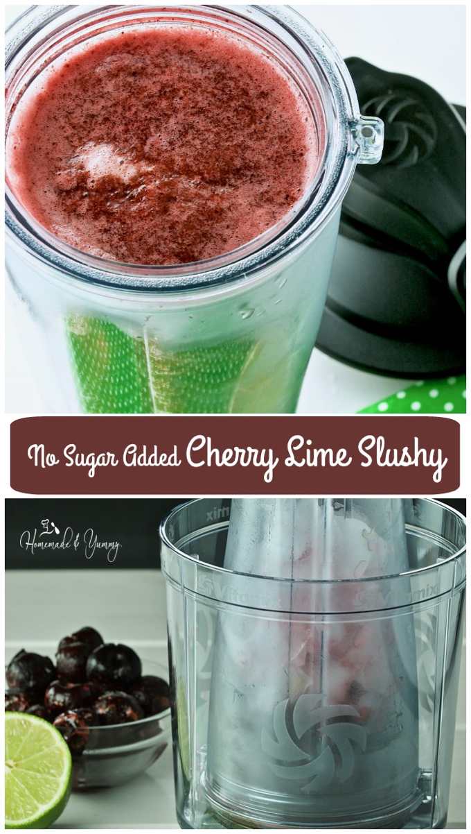 No Sugar Added Cherry Lime Slushy long pin image.