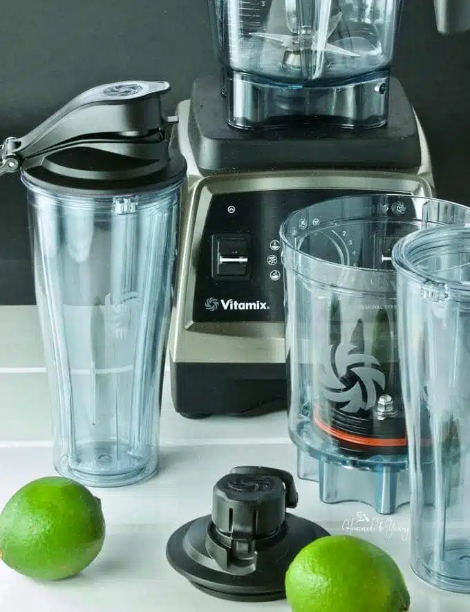 Vitamix product images including blender and adapter cups.