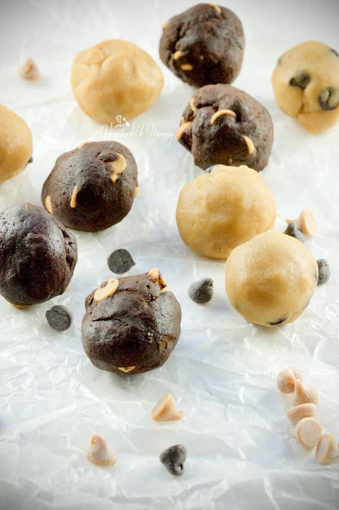 Balls of cookie dough to be combined together to make the final cookie.