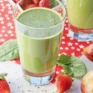 Healthy Hemp Heart Clean Green Smoothie poured into serving glasses.