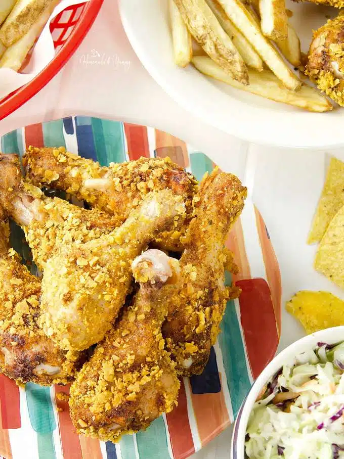 A pile of the Crispy Drumsticks piled on a plate.