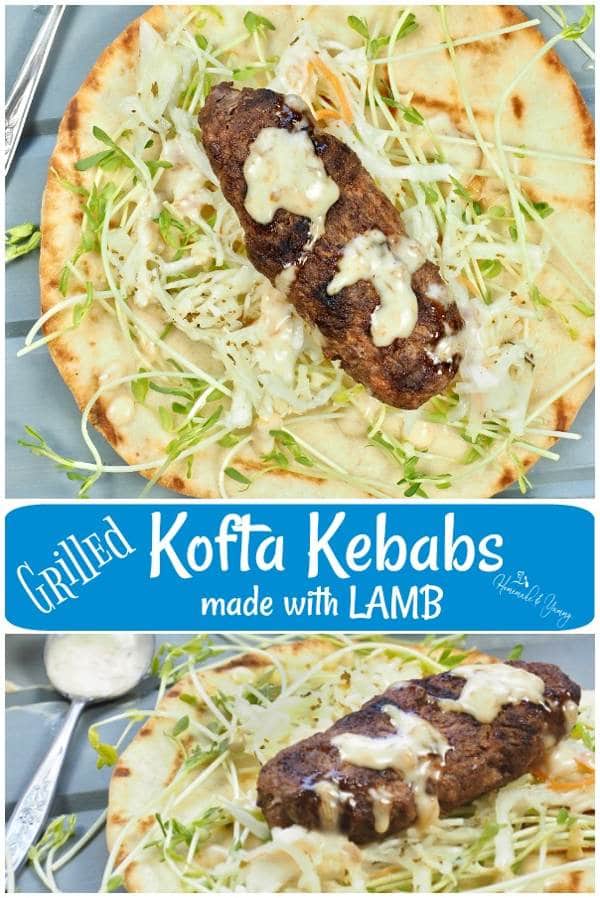 Grilled Kofta Kebab made with LAMB pin image.