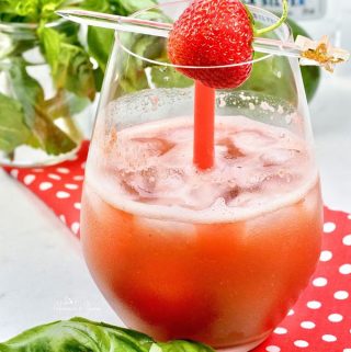 Tequila Cocktail Strawberry Basil drink ready to sip.