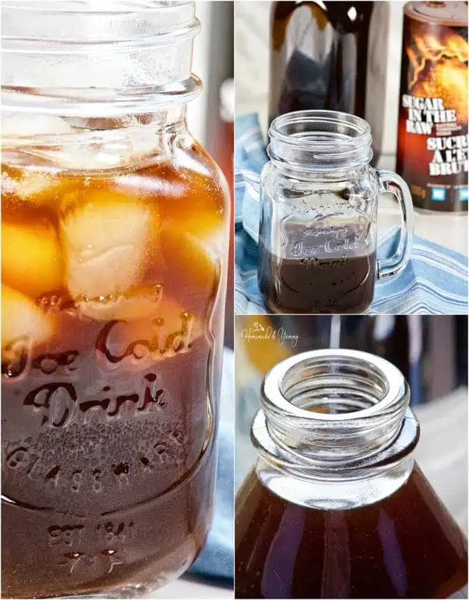 Images of the french press cold brew coffee concentrate.