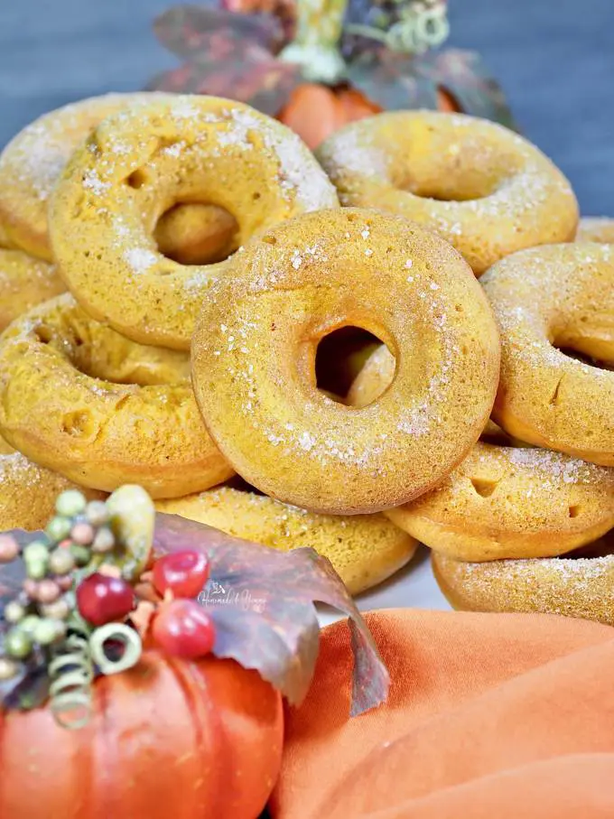 A pile of Baked Pumpkin Spice Donuts ready to eat!