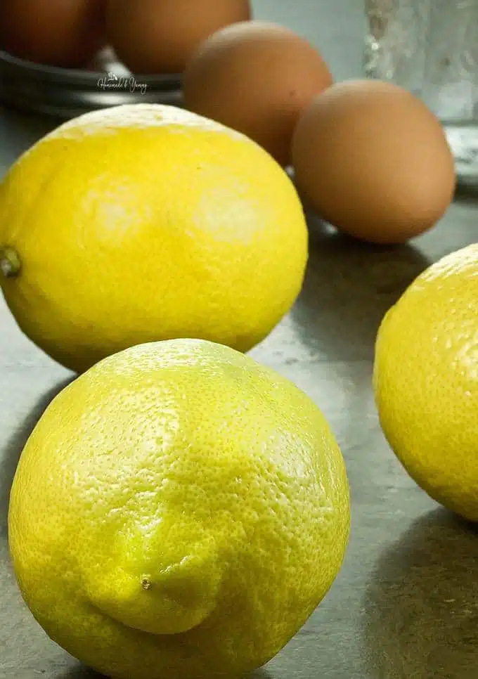 Fresh lemons on the counter ready to make lemon curd.