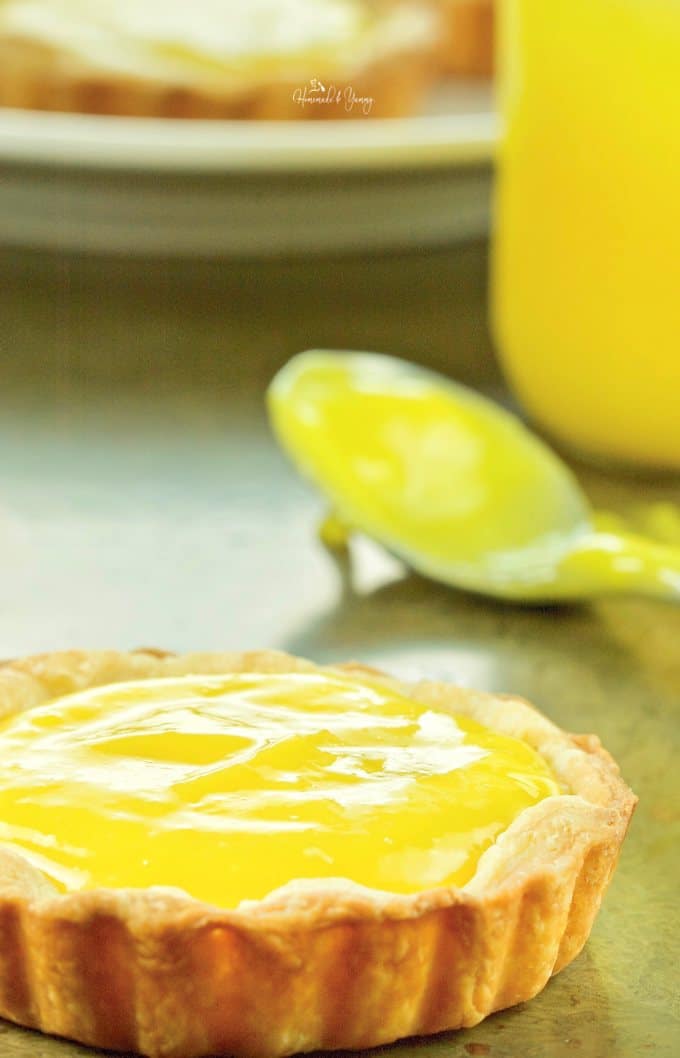 Perfect Lemon Curd in tart shells.