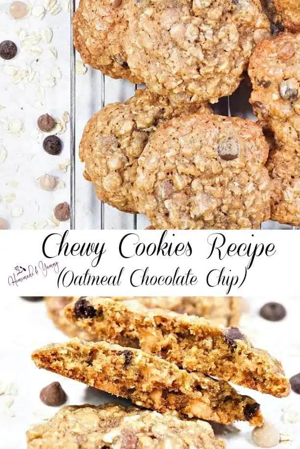 Chewy Cookies Recipe (Oatmeal Chocolate Chip) Pin Image
