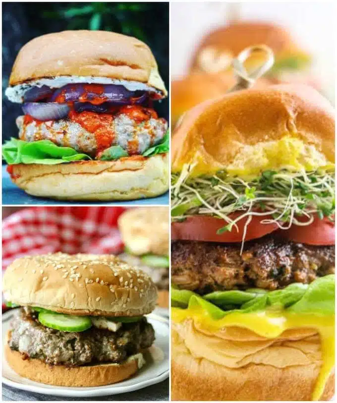 Lamb Burger collage for recipe roundup.