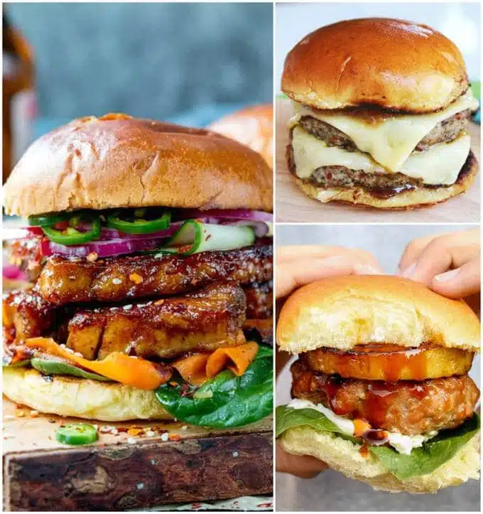 Pork Burgers collage. 