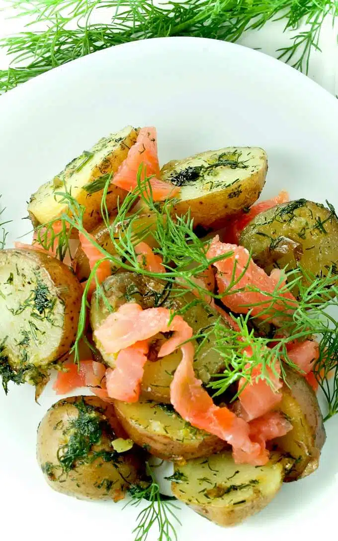  A plate of Potato Salad with Smoked Salmon & Dill (V2)