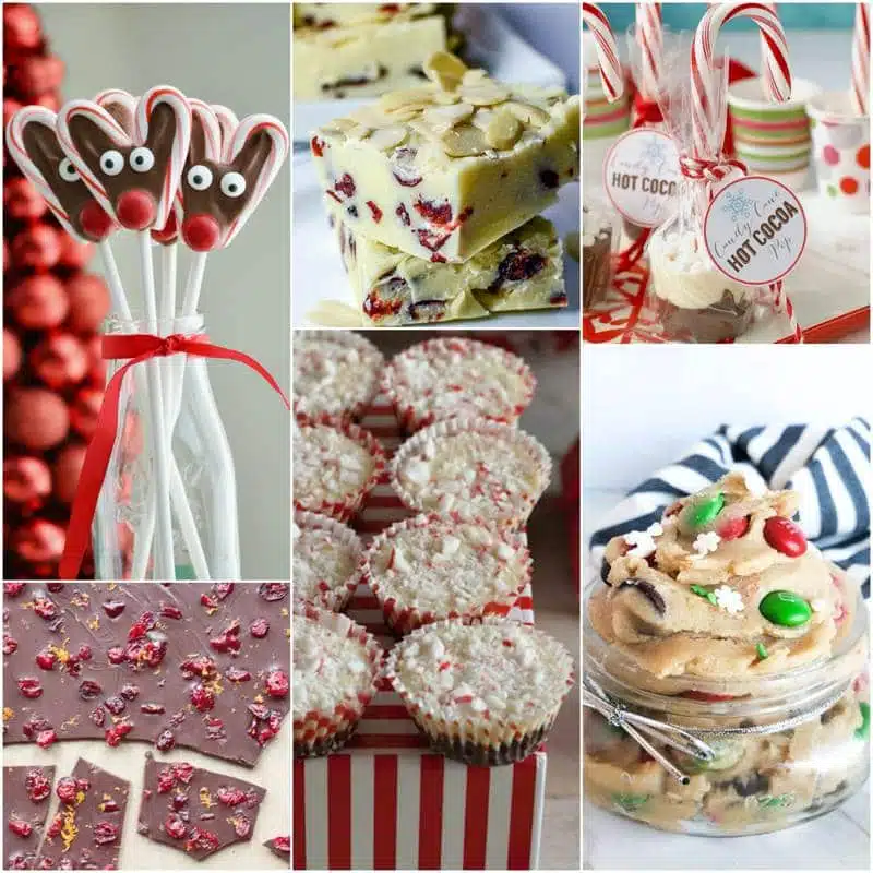 A collage of Christmas treats and snacks.
