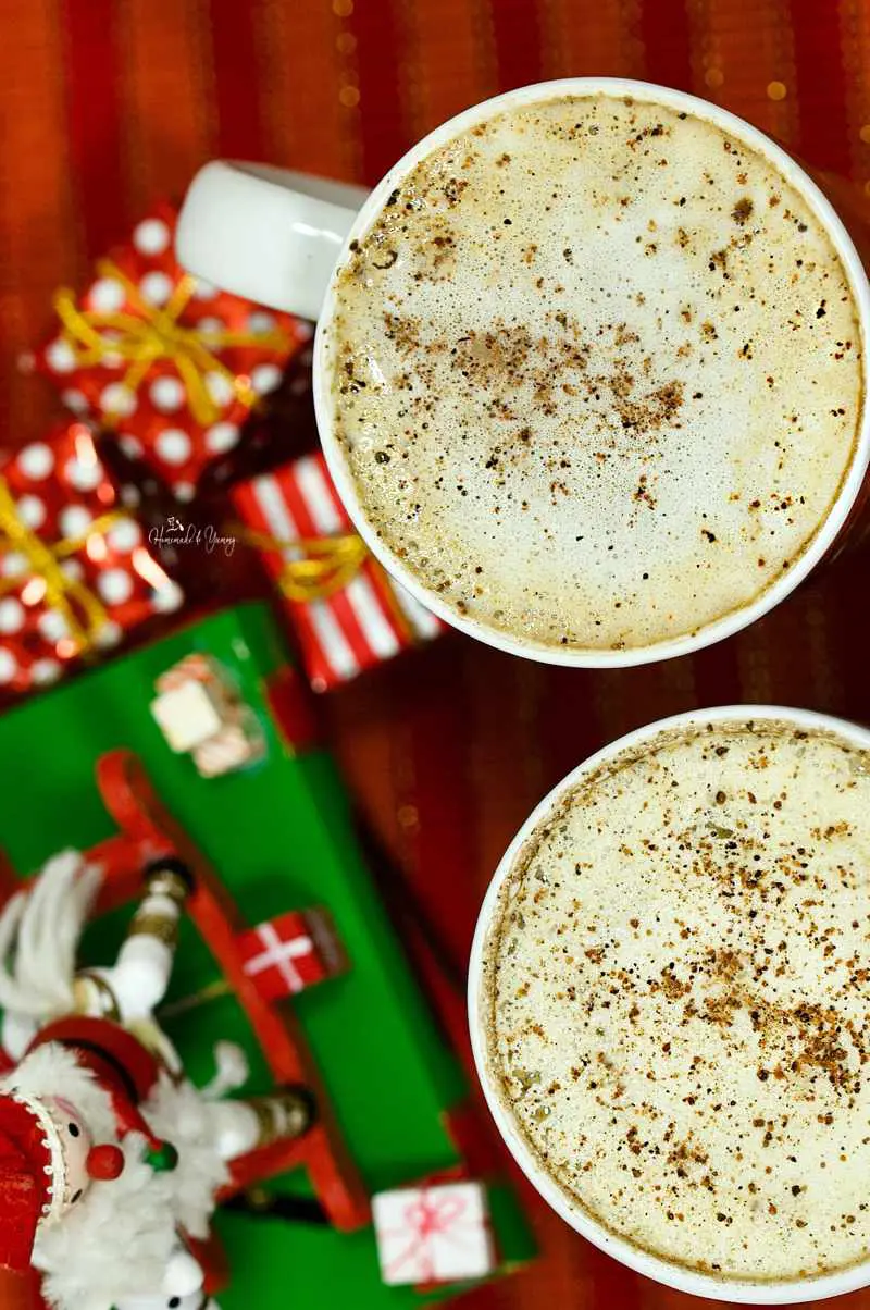 2 homemade spiked lattes.