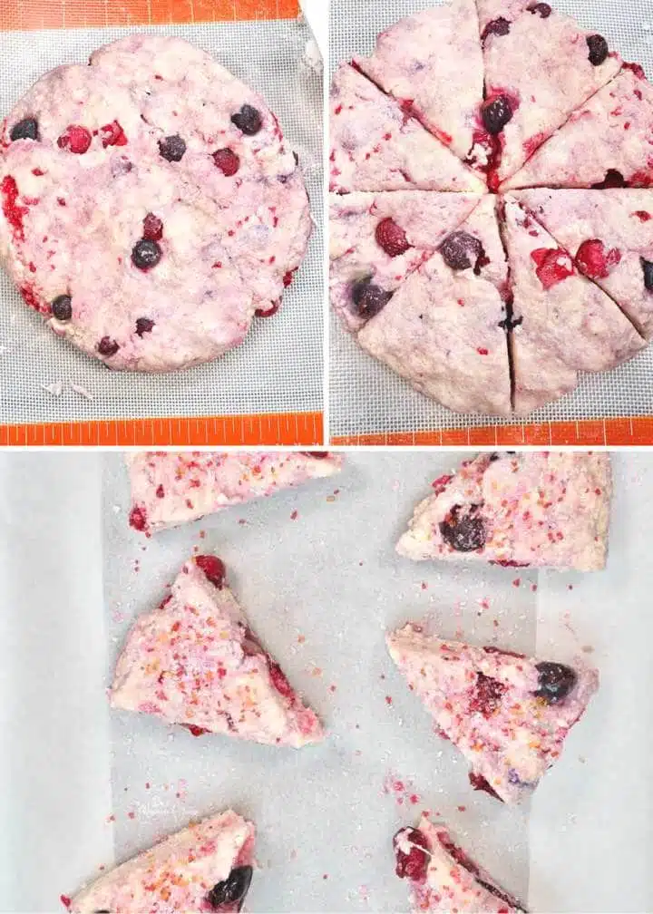 Steps in shaping, cutting and baking scones