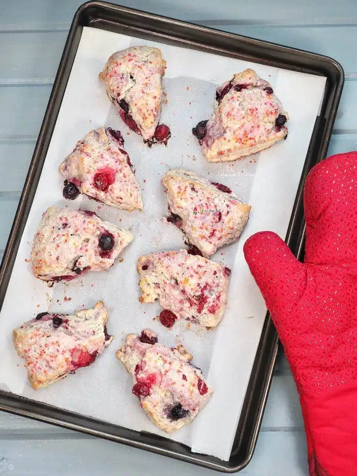 Mixed Berry Scones right out of the oven.