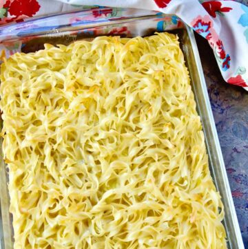 Baked Egg Noodle Casserole right out of the oven