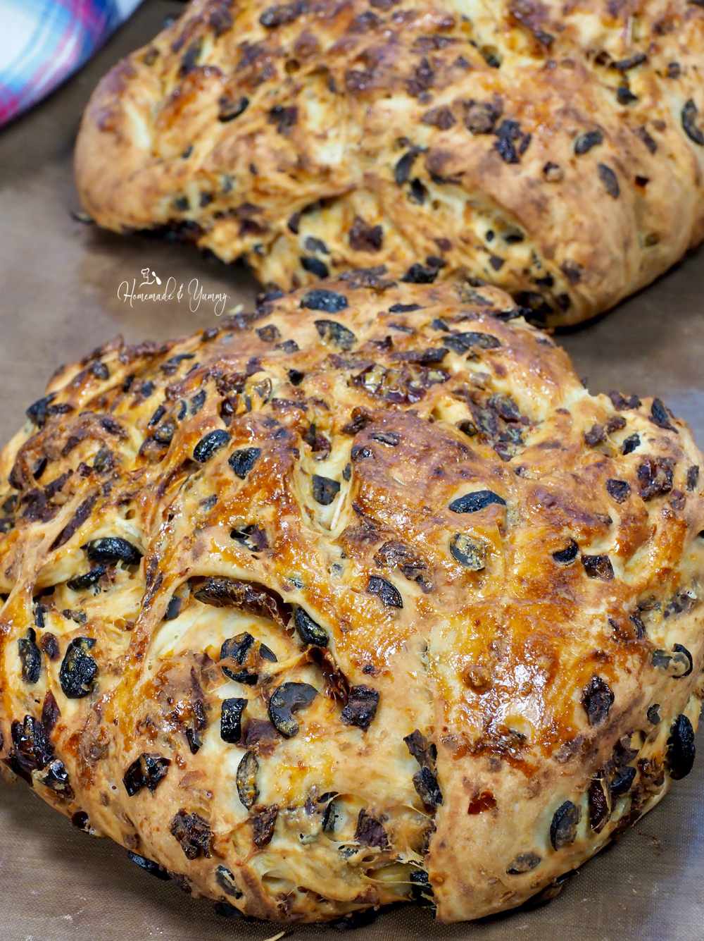 Black Olive and Tomato bread fresh out of the oven