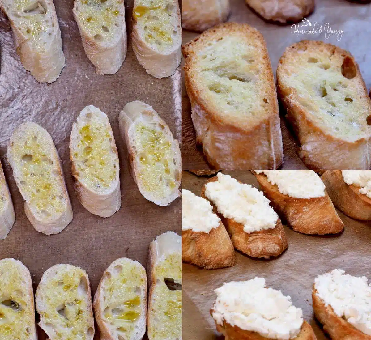 Collage of how to make crostini.
