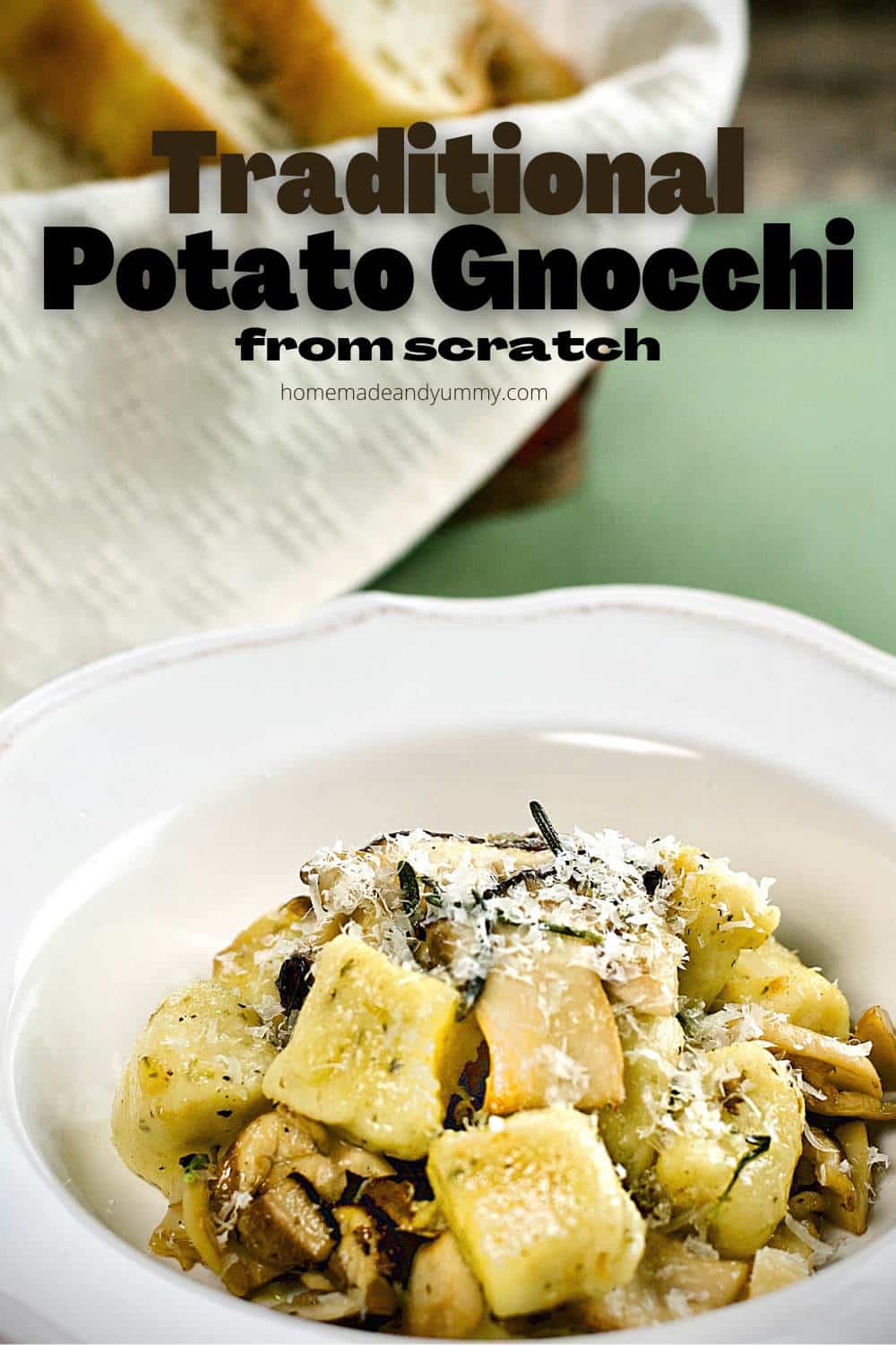 Potato Gnocchi with Herbs and Mushrooms Pin.