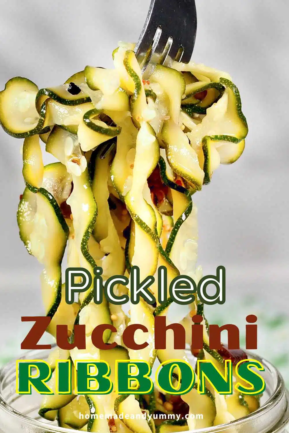 Refrigerator Pickled Zucchini Ribbons a delicious condiment.