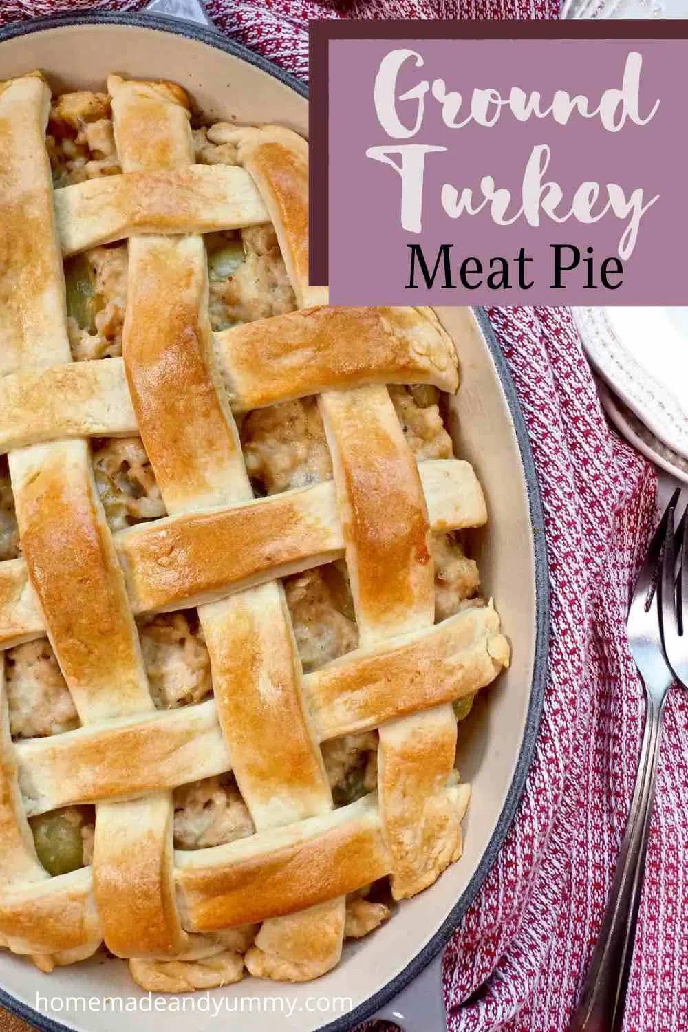 Ground turkey meat pie pin.