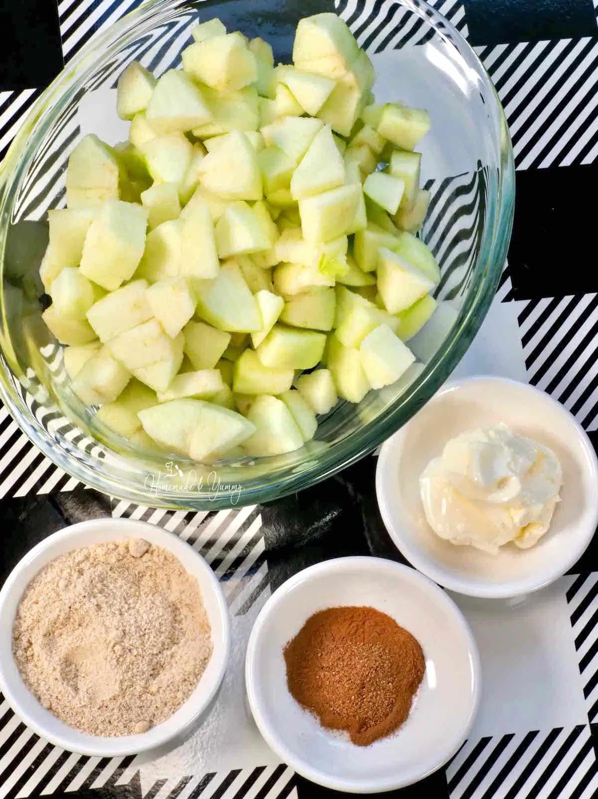 Ingredients for making this apple recipe.