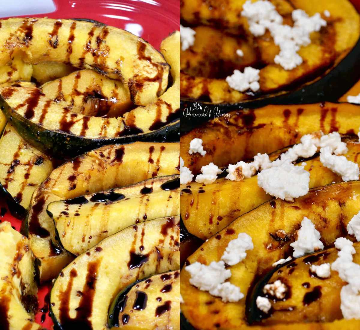 Acorn squash roasted with balsamic and feta.