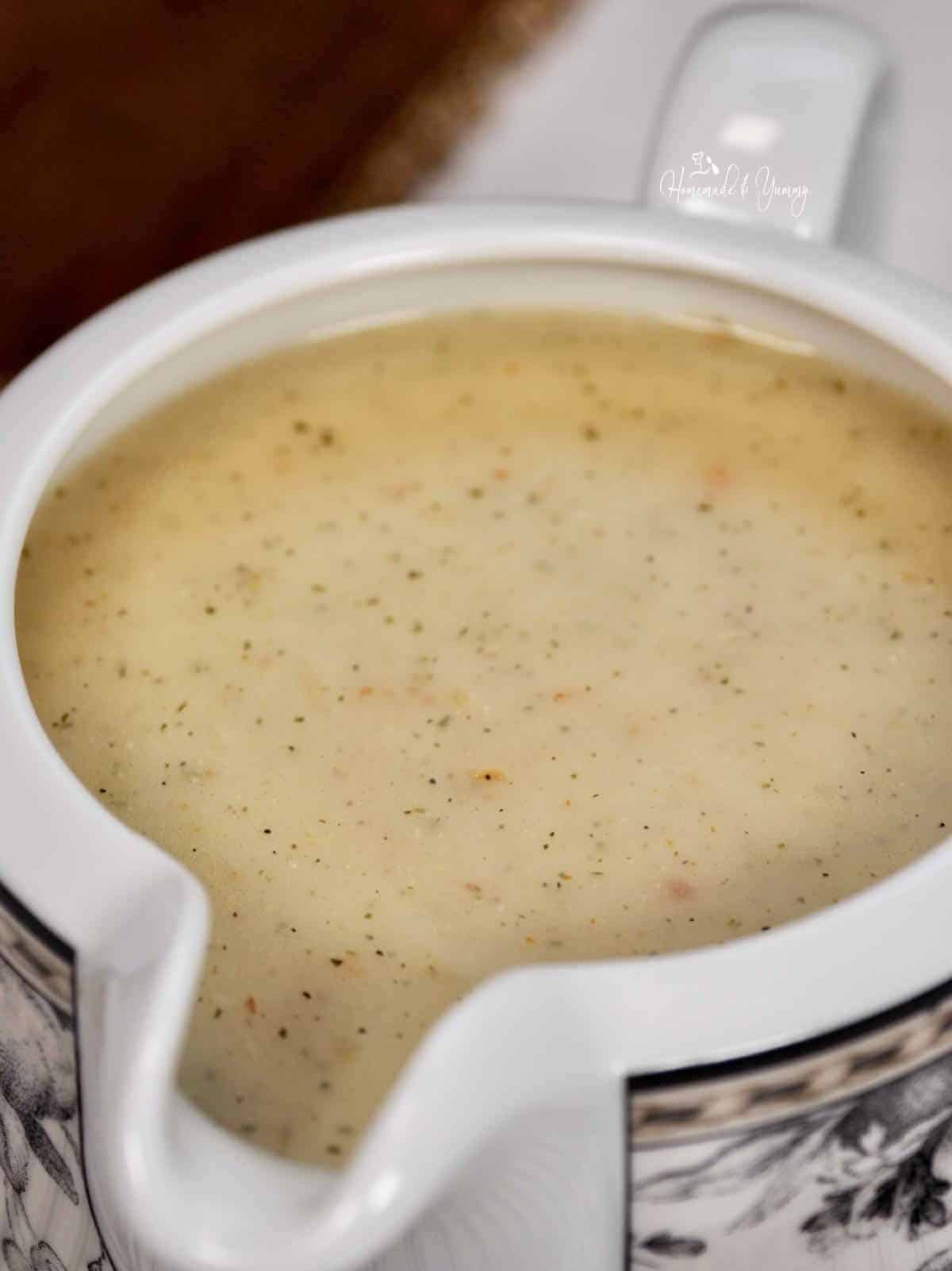 Perfect gravy waiting to pour.
