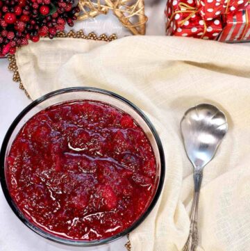 The ultimate cranberry sauce made with maple syrup and bourbon.
