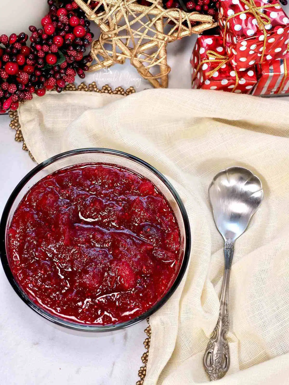 The ultimate cranberry sauce made with maple syrup and bourbon.