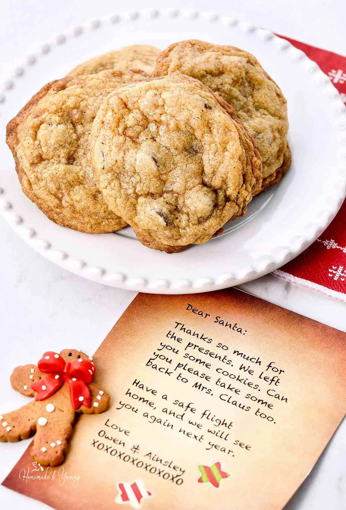 Cookies for Santa on a plate with a note.