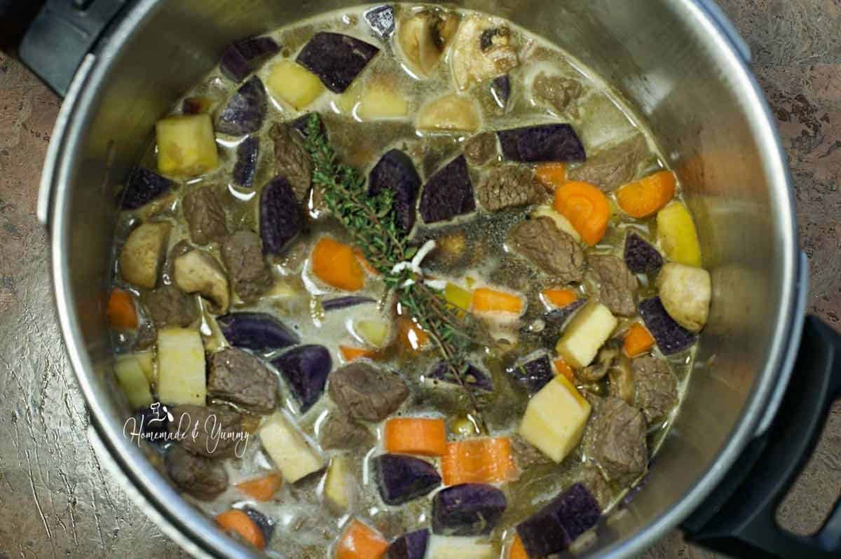 Pressure cooker method of cooking this stew recipe.
