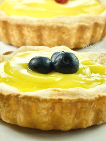 Lemon Curd Tart with blueberry garnish.