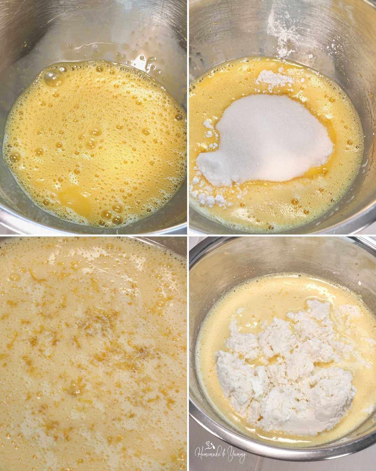 Steps to preparing the cheesecake recipe.