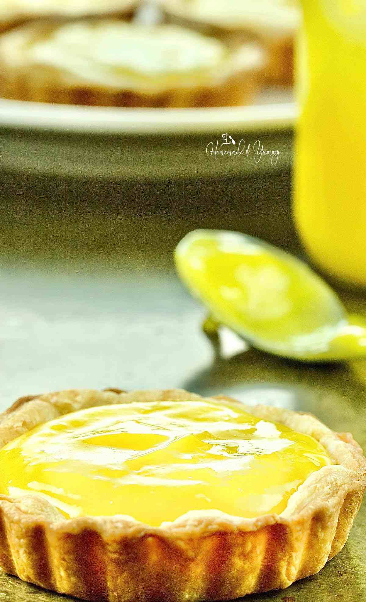 A lemon filled tart with curd.