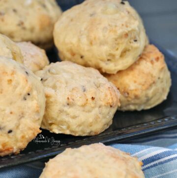 Cottage Cheese Biscuits on a blue plate.