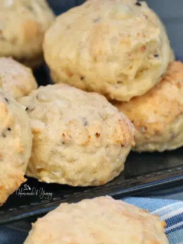 Cottage Cheese Biscuits on a blue plate.