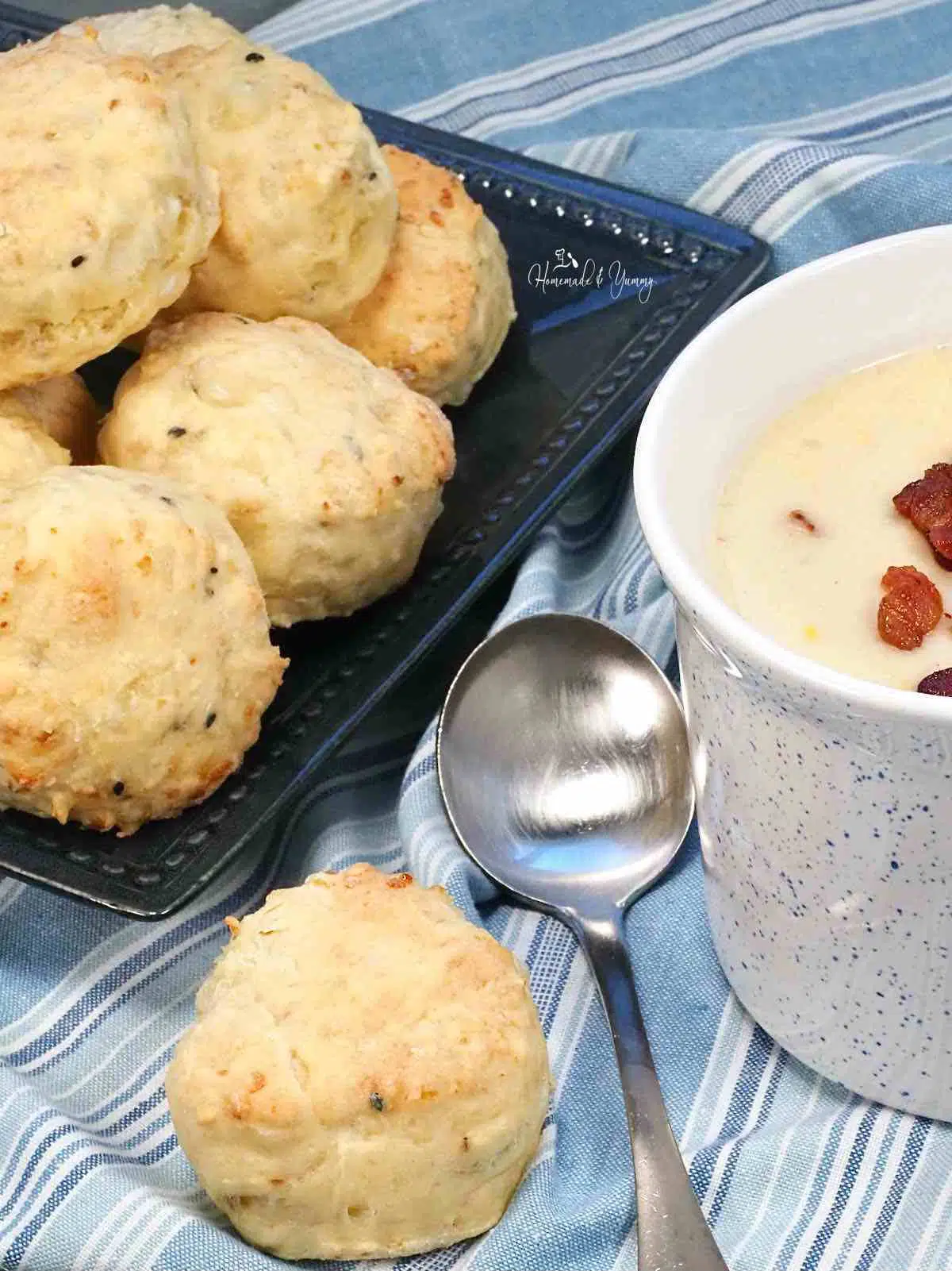 Biscuit and soup for dinner.
