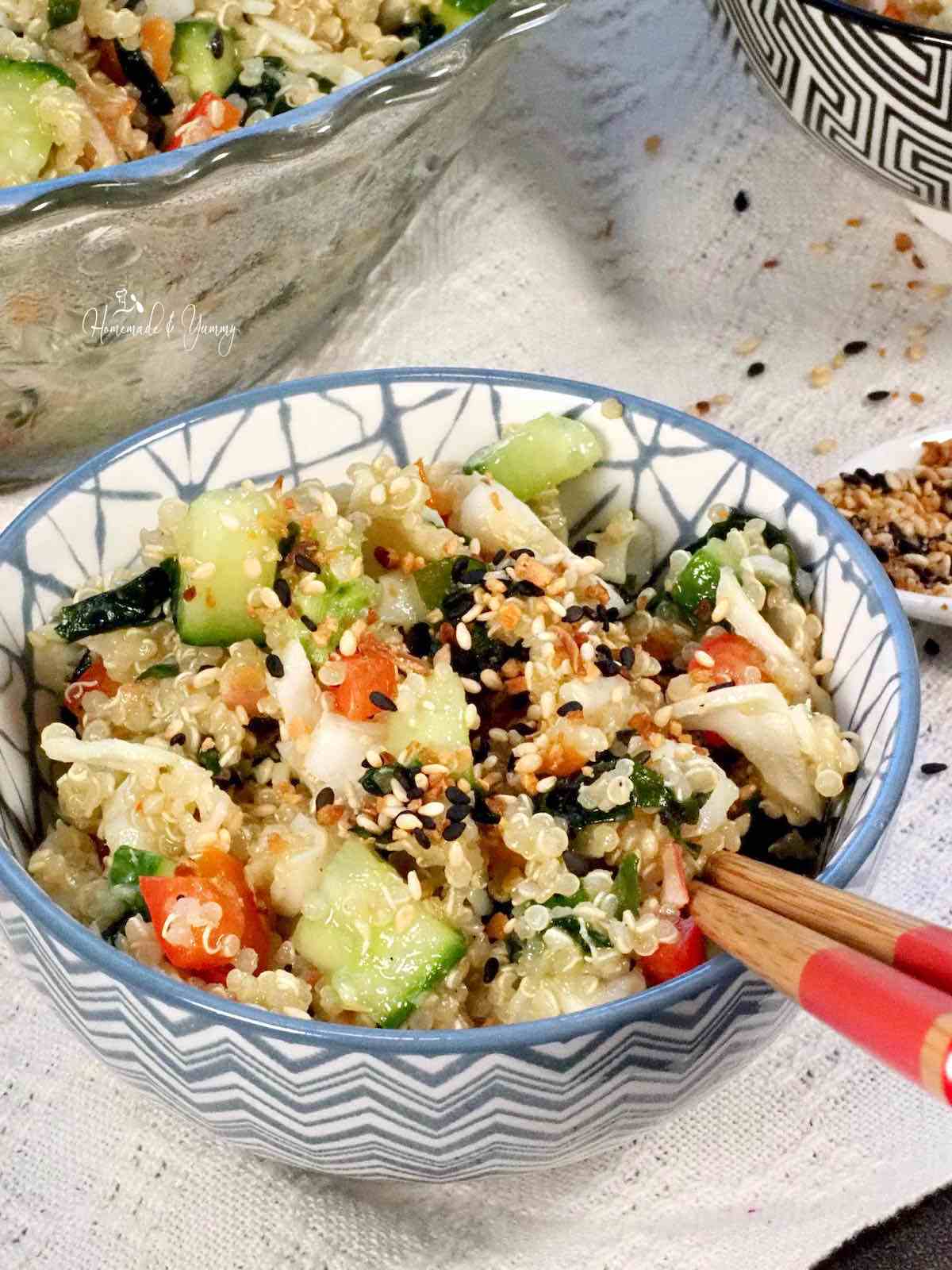 Salad with sushi ingredients.
