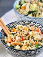 Quinoa Sushi Salad in a black and white bowl.