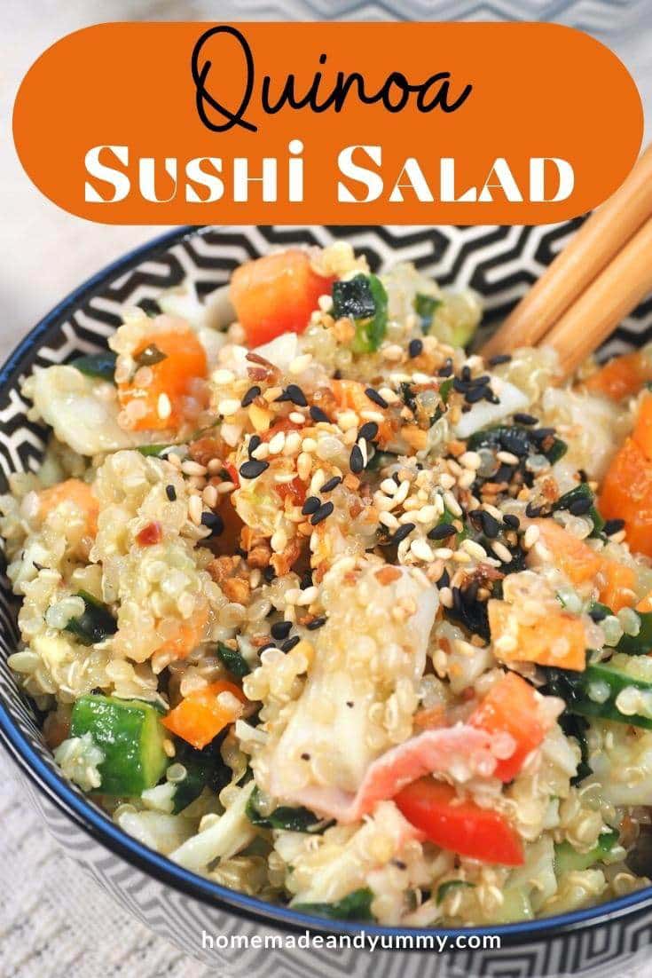Sushi Salad made with quinoa instead of rice.